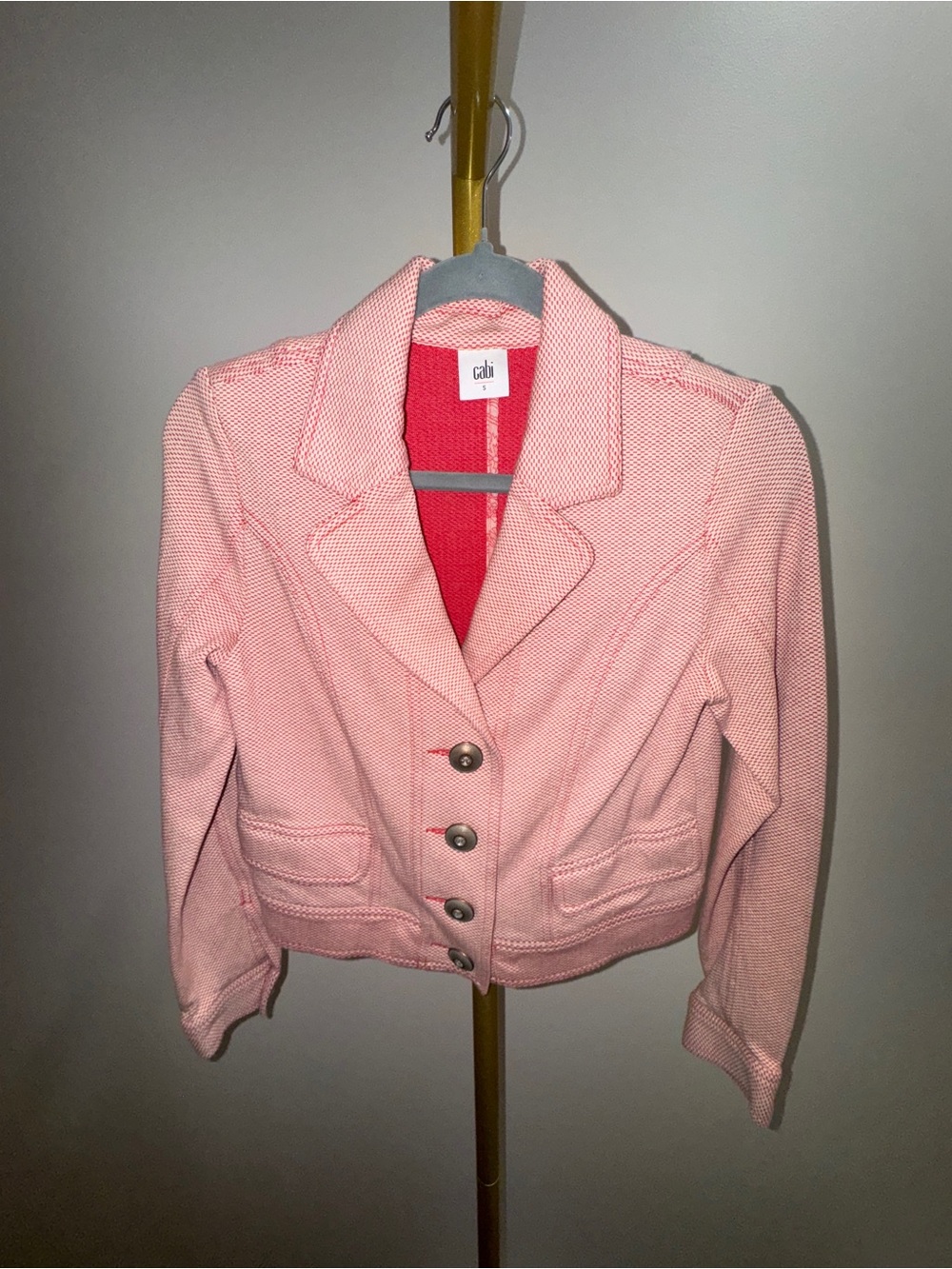 Cabi Pink Cropped Button-Front Jacket